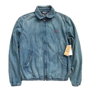 Polo Ralph Lauren Denim Full Zip Bayport Jacket Men Small Cotton Blue Jean Pony